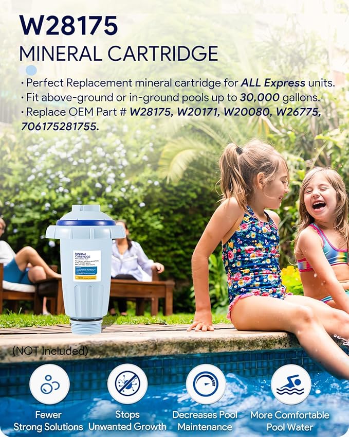 2 Pack W28175 Replacement for Nature2 Express Mineral Cartridge for Pool System, for In-Ground & Above-Ground Pools up to 30,000 Gallons, W20171, W20080, W26775