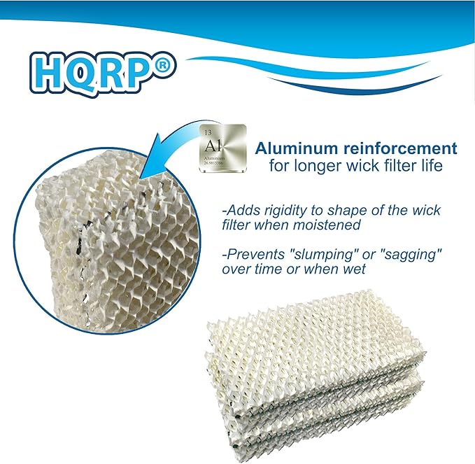 HQRP 4-pack HDC411 Wick Filter Replacement for Essick Air AIRCARE Horizon HD3120DCN, Titan TE3140DSLV, Canyon 14416A 4.75-Gallon Console Evaporative Humidifiers, HDC-411