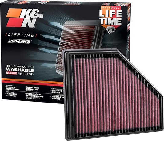 K&N High-Flow Original Lifetime Engine Air Filter: Increase Power: Premium, Washable: Compatible with 2019-2026 BMW: (See Product Description for Select Models) 33-3136