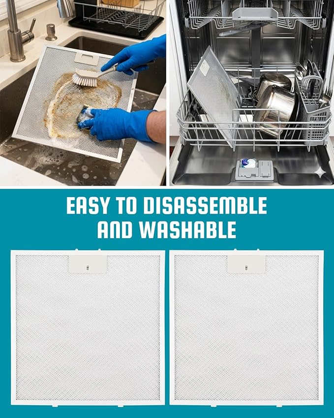 2 Pack 13.56 in. x 13.69 in. Aluminum Mesh Grease Filter Fit for Winflo Range Hood with Stainless Steel Frame Replace MSH1313
