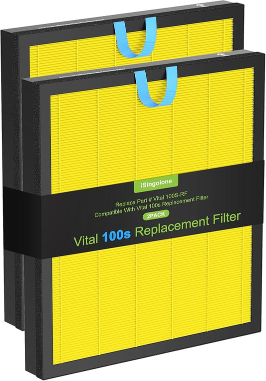 Vital 100S Pet Care Replacement Filter Compatible with LEVOIT Vital 100S and Vital 100S-P Air Purifier, 3-in-1 H13 Grade HEPA Filter Activated Carbon Compared to Vital 100S-RF-PA (LRF-V102-YUS) 2pack