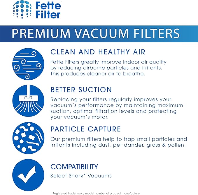 Fette Filter - AZ3000 Vacuum Replacement Filters and Odor Kit Compatible with Shark Stratos Upright Vacuum Models AZ3000, AZ3000W, AZ3002, AZ3002C 2 Hepa + 4 Foam + 4 Odor Cartridges.