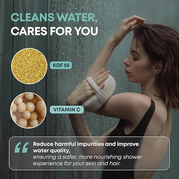 AquaHomeGroup Shower Filter with KDF, Carbon and Vitamin C - Reduces Chlorine, Heavy Metals and Odor - 2 Cartridges Included - High Pressure - Universal Fit