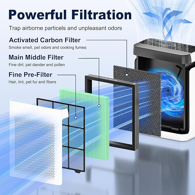 Vital 200S Toxin Absorber Replacement Filter for LEVOIT Vital 200S and Vital 200S-P Air Purifier, High-Efficiency Activated Carbon Filter, Vital 200S-RF-TX, 2 Pack, Green, For Home Livingroom Bedroom