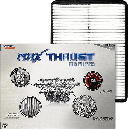 Spearhead Max Thrust Engine Air Filter Replacement | Fits 2013-16 Santa Fe, 2017-18 Santa Fe 3.3L V6, 2013-16 Santa Fe Sport, 2014-15 Sorento | OEM Fit & High Dust Holding Capacity (MT-500)