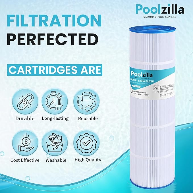 Poolzilla [4 Pack Pool Filter Cartridge Replacement for PCC105, Filbur FC-1977, 570-0425-07, Unicel C-7471, R173576, Pentair CCP420, 178584, 817-0106, 160301 [L x OD: 26" x 7'']