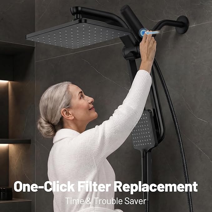 2-Pack Black Shower Head Filter Replacement for L400099 DAKINGS Matte Black Filtered Rainfall Shower Head Combo, Remove Chlorine, Reduces Dry Itchy Skin