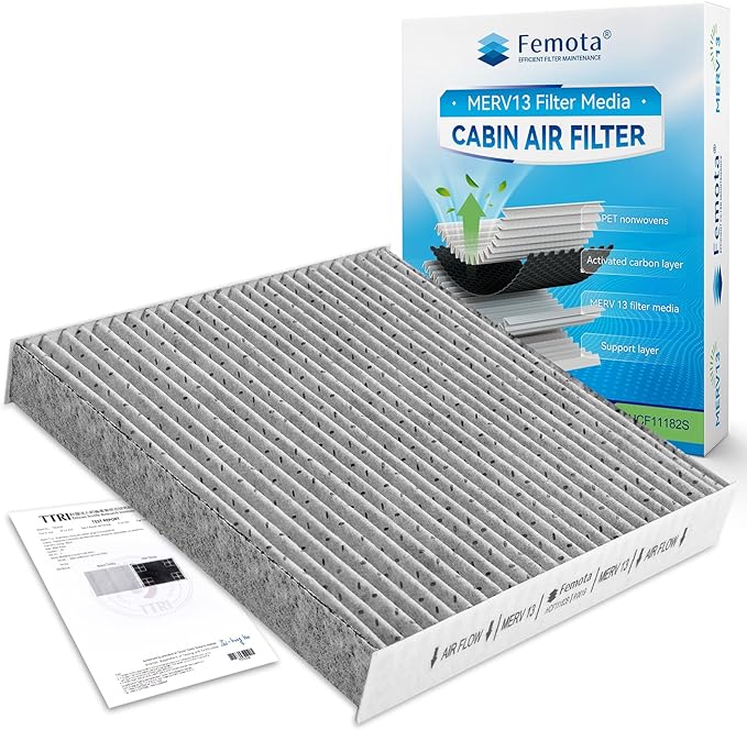 Certified MERV 13 Cabin Air Filter with Activated Carbon, CF11182 for Honda Civic/Clarity/CR-V/CR-Z/Fit/HR-V/Insight, Acura RDX/TLX/MDX/Integra.