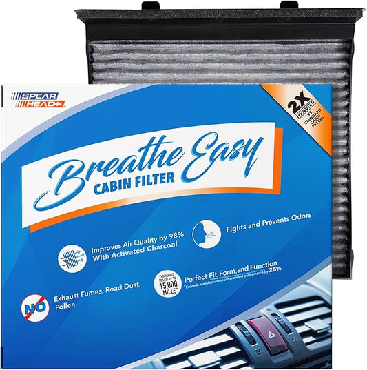 Spearhead Odor Defense Breathe Easy Cabin Filter | Fits 16-17 Crosstrek, 09-18 Forester, 08-16 Impreza, 15-21 WRX & WRX STI, 13-15 XV Crosstrek | Up to 25% Longer Lasting w/Activated Carbon (BE-930)