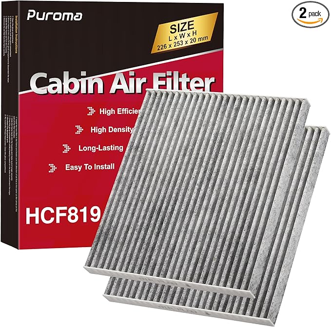 Puroma Cabin Air Filter with Activated Carbon, Replacement for CF11819, Hyundai Azera, Santa Fe, Sonata, Chevrolet Captiva Sport, Equinox, GMC Terrain, Kia Cadenza, Optima, Sedona, Saturn Vue