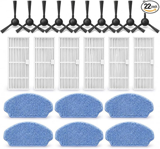 BR150 BR151 BR152 Replacement Parts Compatible for MAMNV/Tuya/XIEBro Life/ZCWA/MANVN, for ROBOEVO G20/ Kilgone G20/MANVINS G20, for iMartine BR153 BR154 Robot Vacuum, 6 Mop Pads, 6 Filters, 10 Brushes