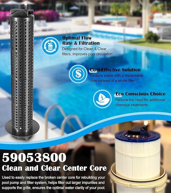 59053800 Pool Filter Center Core Replacement for Clean & Clear Predator 150, 175 and 200 Square Feet Pool/Spa Cartridge Filters CC150 CC200 EC-160353 EC-160355