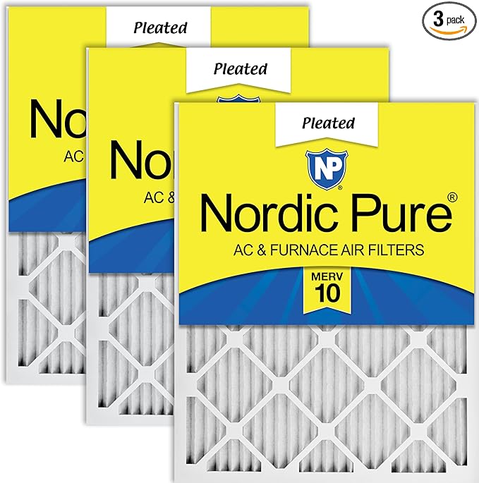 Nordic Pure 20x24x1 (Actual Size: 19 1/2 x 23 7/16 x 3/4) Pleated MERV 10 Air Filters 3 Pack