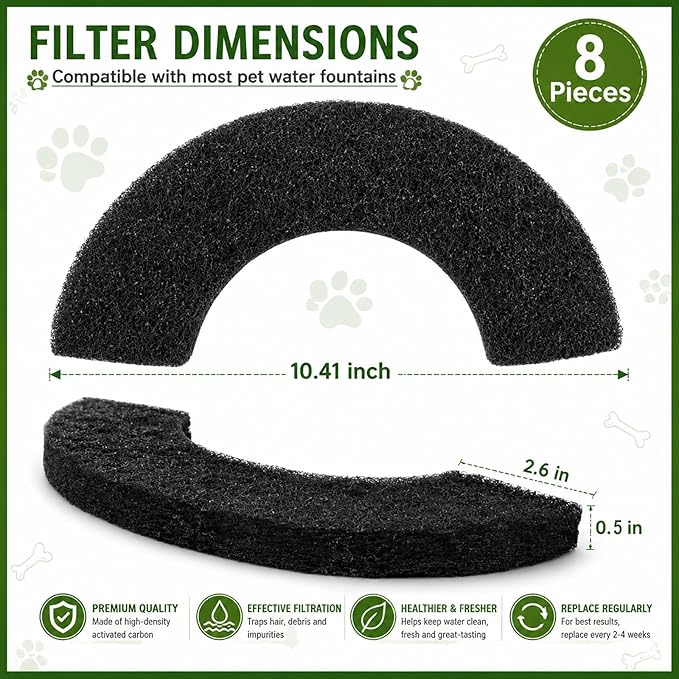 8 Pack 0.5" Thickened Activated Carbon Filters Compatible with LR 4 Connect, Automatic Cat Litter Box Filters Replacement Charcoal Filter Sheet to Absorb Odors Control Pet Damp Keep Home Fresh