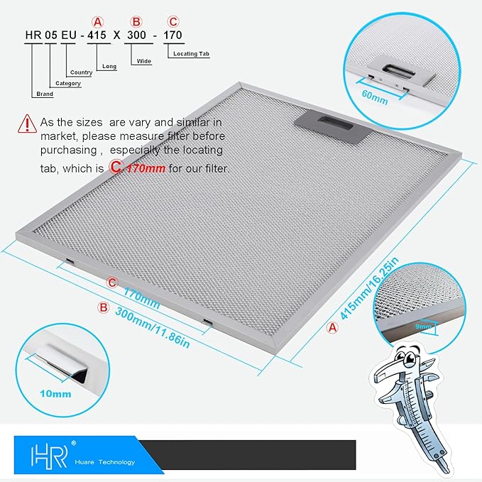 BPPFA30 Range Hood Filter Replacement 11-6/7" x 16-1/4" Stove Hood Vent Filter Broan Filters Aluminum Mesh Kitchen Exhaust Fan For Broan Range Hood Filters 2Pack