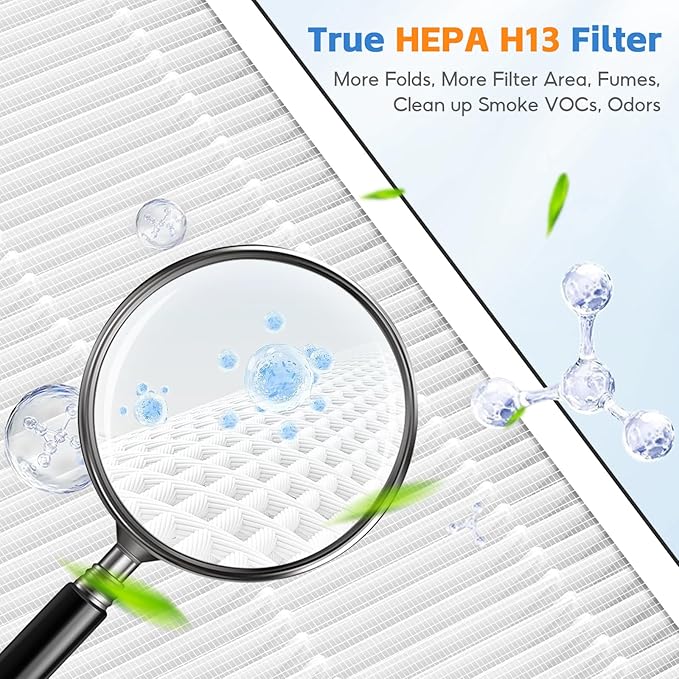 2-pack Europa Replacement Filter Compatible with Afloia Europa Air Purifier, True HEPA 3-in-1 Filter for Pet Hair Dander Odor Dust Smoke Pollen