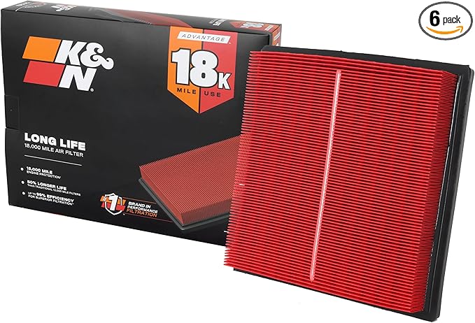 K&N Engine Air Filter: Long Life 18,000 Mile Replacement Air Filter: Compatible with 2016-2019 Subaru H4 1.6/2.0/2.4 L (Ascent, Crosstrek, Forester, Impreza, XV), KNA-5064 (Pack of 6)