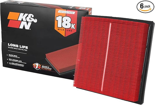 K&N Engine Air Filter: Long Life 18,000 Mile Replacement Air Filter: Compatible with 2016-2019 Subaru H4 1.6/2.0/2.4 L (Ascent, Crosstrek, Forester, Impreza, XV), KNA-5064 (Pack of 6)
