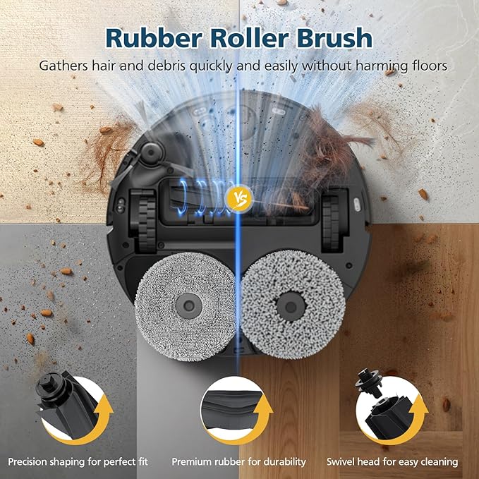 Accessories for Dreame L40 Ultra (Gen 2)/ X40 Ultra/ X40 Master/ D30 Ultra, for MOVA P10 Pro Ultra (Gen 2)/ P50 Pro Ultra, 2*Rubber Main Brushes, 4*Dust Bags, 6*Mop Pads, 4*Filters, 6*Side Brushes