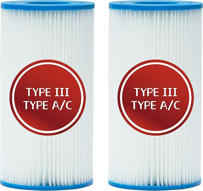 Pool Filter Type A or C, Replacement Cartridge Type III for Swimming Pool Filter Pump,Cartridge Filter Pump Models #28633EG (2 Pack)