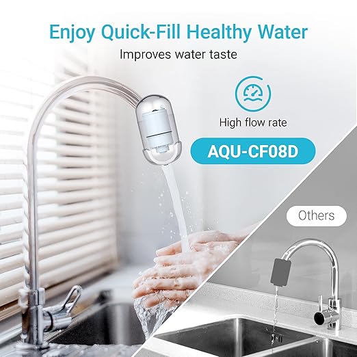 [Alkaline] AQUA CREST CF08D Faucet Filter, Compatible with All PUR® Plus Water Filter, PUR® Plus RF9999® Faucet Water Filter, 6-Month, 900-Gallon, 3 Pack
