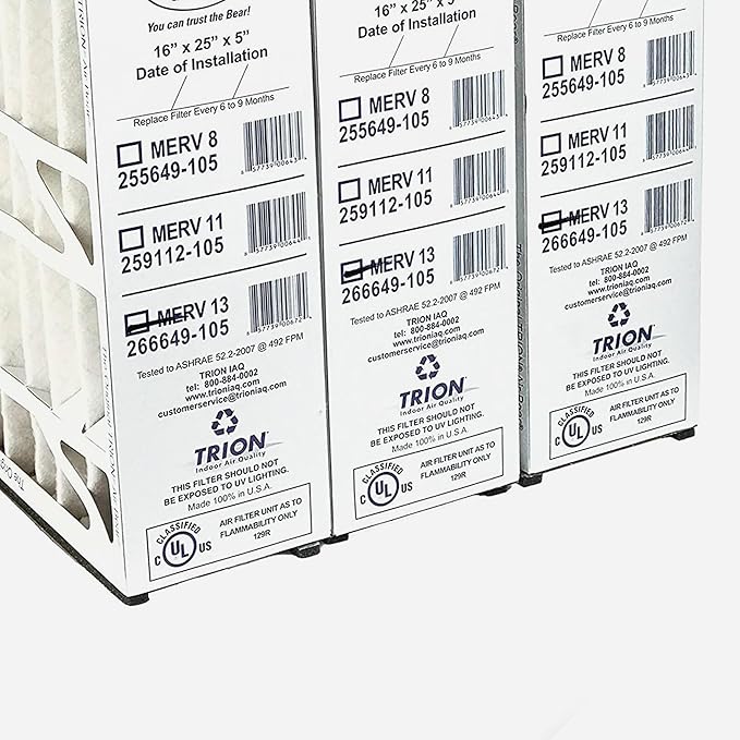 Trion Air Bear 5 Inch MERV 13 High Performance Air Purifier Filter Replacement for Air Cleaner Purification Systems, White (3 Pack)