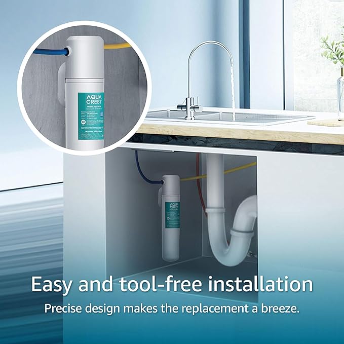 AQUA CREST FQK1R, GXULQR Under Sink Water Filter, Replacement for GE FQK1R, GXULQR, Compatible with GE GXK140TNN and GXULQK systems, NSF/ANSI 42 372, 2K Gallons, Reduces Lead, Chlorine, 2 Pack