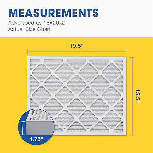 Aerostar 16x20x2 MERV 8 Air Filter, 6 Count, ACTUAL SIZE (15.50 x 19.50 x 1.75 ), HVAC, Air Conditioning & Furnace Filter Captures Dust, Lint & Pollen (MPR 600 / FPR 5)