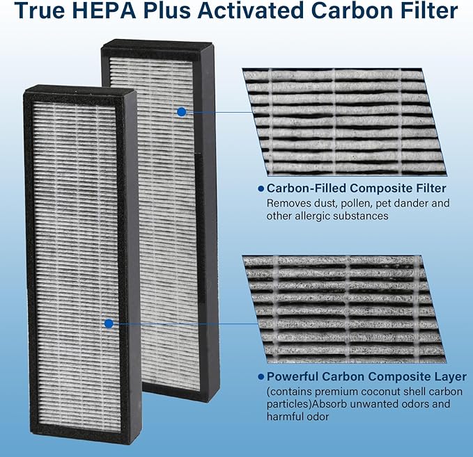 2 Pack HEPA Smoke Clear Filter B Fit for GermGuardian Air Puri-fier AC4825 AC4300 AC4800 AC4900 AC4850, AC4825E Replacement Filter Fit for Germ Guardian Air Puri-fier