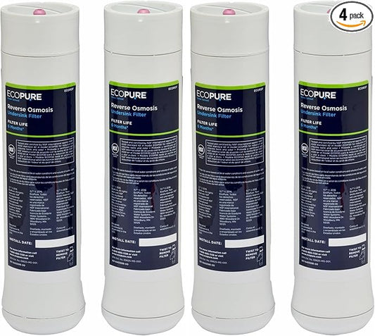 EcoPure Reverse Osmosis Under Sink Replacement Water Filter Set (ECOROF) | NSF Certified | Fits ECOP30 System | 6-Month Filter Life (Pack of 2)