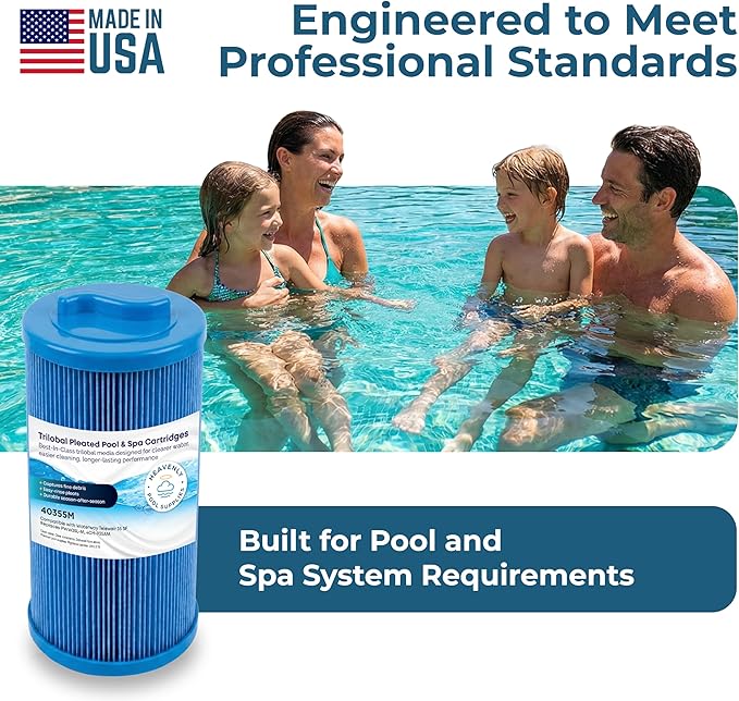 Pool, Spa & Hot Tub Filter Cartridge, Trilobal Media — Replaces Pleatco PWW35L-M, Unicel 4CH-935AM, 4CH-935RA, Darlly 40355M, & More, Compatible with Waterway Teleweir 35 SF