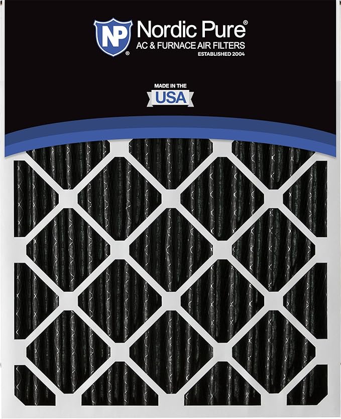 Nordic Pure 20x25x2 (Actual Size: 19 1/2 x 24 1/2 x 1 3/4) Pure Carbon Pleated Odor Reduction MERV 8 Furnace Filters 12 Pack