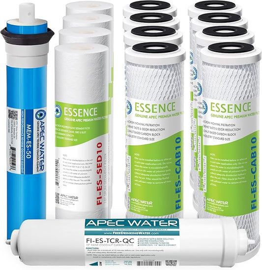 APEC Water Systems FILTER-T2Y-ES50 High Capacity Replacement Pre-Filter Sets For Essence Series Reverse Osmosis Water Filter System Stage 1-3