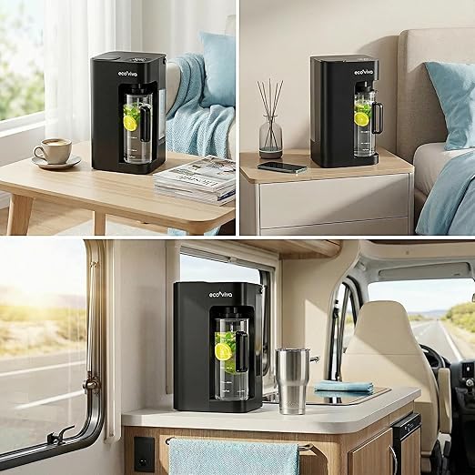 Mate 3 UV Reverse Osmosis Water Filter Countertop, 3:1 Pure to Drain, Autofill Pitcher, No Installation Water Purifier, Portable 9 Stage RO Water Filtration with Remineralization, Self-Cleaning, Black