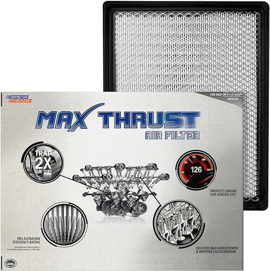 Spearhead Max Thrust Engine Air Filter | Fits Select 1999-2020 Silverado, Suburban, Tahoe, Avalanche, Sierra, Yukon, Escalade, 5.3L/6.0L/6.2L V8 | OEM Fit & High Dust Holding Capacity (MT-755A)