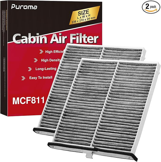 Puroma Cabin Air Filter with Activated Carbon, Replacement for CF11811, CPJ6X, CAF1907P, CAF1907C, CU24009, Compatible with Mazda 3, Mazda 6, CX-5, MP11-1K-D45, KD45-61-J6X, KR11-61-J6X