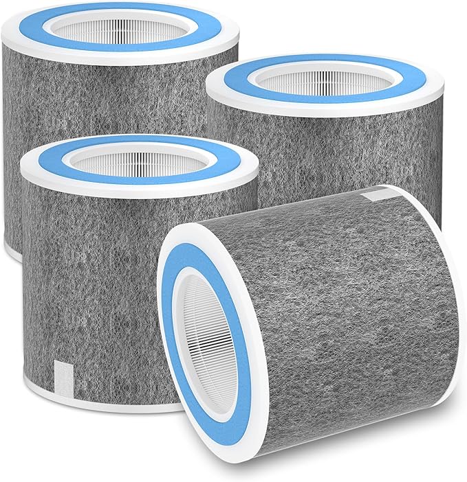 4 Pack HP102 Replacement Filter Compatible with Shark Air Purifier HP100 HP105 HP152 and 3-in-1 Models HC450 HC451 HC452 HC455, Part No. HE1FKPET, HE1FKBAS