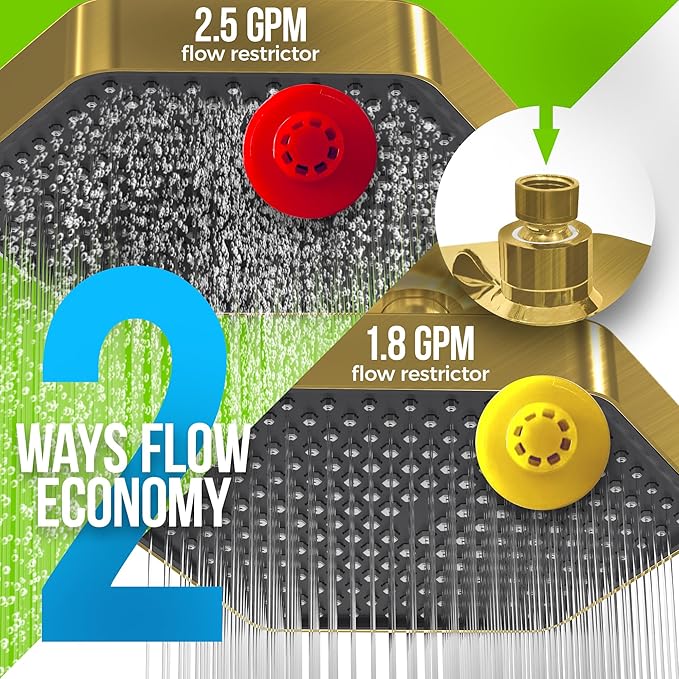 AquaHomeGroup Luxury Filtered Shower Head Set - 20 Stage Filter Reduces Chlorine, Heavy Metals and Sediment - Vitamin C E and A - Brushed Gold