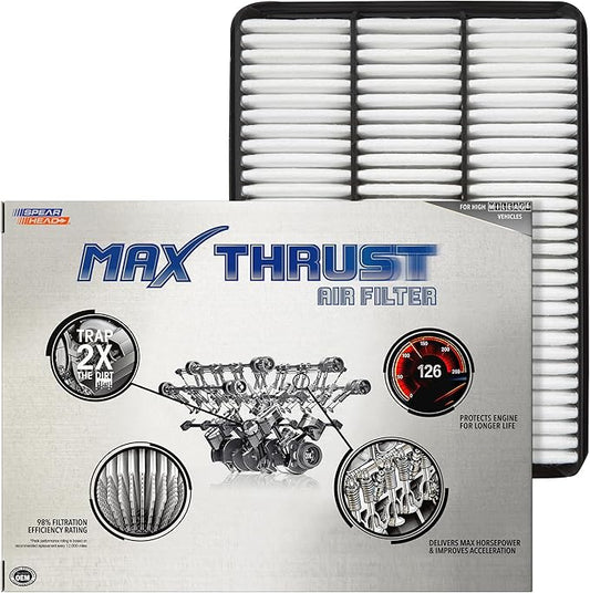 Spearhead Max Thrust Engine Air Filter | Fits 2003-09 GX470, 1998-2007 LX470/Land Cruiser, 2003-09 4Runner 4.7L V8, 2001-07 Sequoia, 2000-06 Tundra | OEM Fit & High Dust Holding Capacity (MT-918)