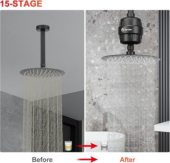 15 Stage Shower Filter Replacement Cartridge, Universal High Output Shower Filter for Hard Water Remove Chlorine and Harmful Substances, Body Caring, 2 Pack