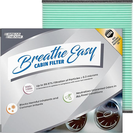Spearhead HEPA Breathe Easy Cabin Filter, Up to 99.97% Filtration of 0.3 Micron Particles w/No Airflow Reduction (BE-920H)