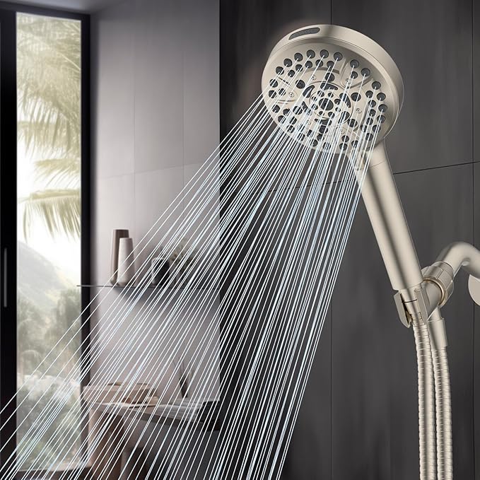 Hibbent Filtered Shower Head with Handheld, High Pressure 10 Spray Showerhead with 3 Filters, Water Softener for Hard Water-Remove Chlorine, Reduces Dry Itchy Skin, Improve Skin& Hair, Brushed Nickel
