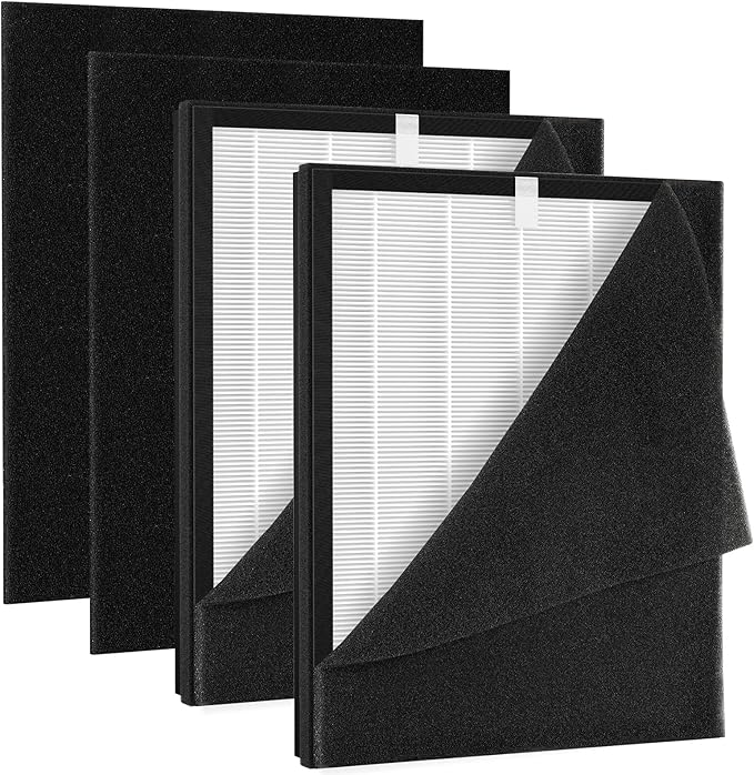 2 Pack KJ190L Filter Replacement Compatible with MOOKA KJ190L Air Purifier For Home Large Room 2000 Ft², 2 KJ190 Filters and 4 Washable PreFilters Pet Air Purifier Filters for Bedroom
