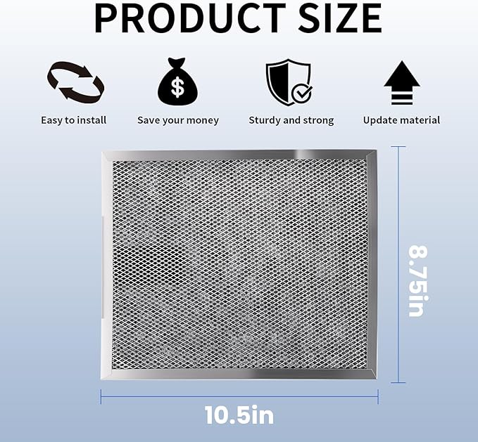 Range Hood Grease Filter 10.5" x 8.75", Compatible with Br-oan BP29 97006931, Kitchen Stove Hood Vent Exhaust Fan Replacement Filter, Aluminum Mesh Grease & Air Filter, 2-Pack