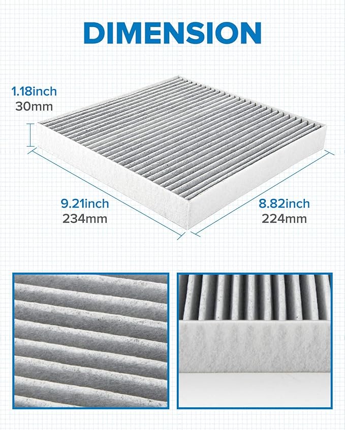 PHILTOP HEPA Cabin Air Filter w/Activated Carbon, Compatible with CF10134 Honda Civic, CR-V, Accord, Pilot, Odyssey, Passport, Ridgeline, Accord Crosstour, Crosstour, Acura MDX, RDX, TLX, TL, TSX