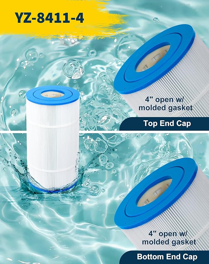 Swimming Pool Filter Replaces for C-8411, Filbur FC-1255, PWWCT75, Ultral-B6, Waterway 817-0075N, Waterway Clearwater II 75, CX760RE, C751, Darlly 80755, 75 Sq.Ft Filter Cartridge, 4 Pack