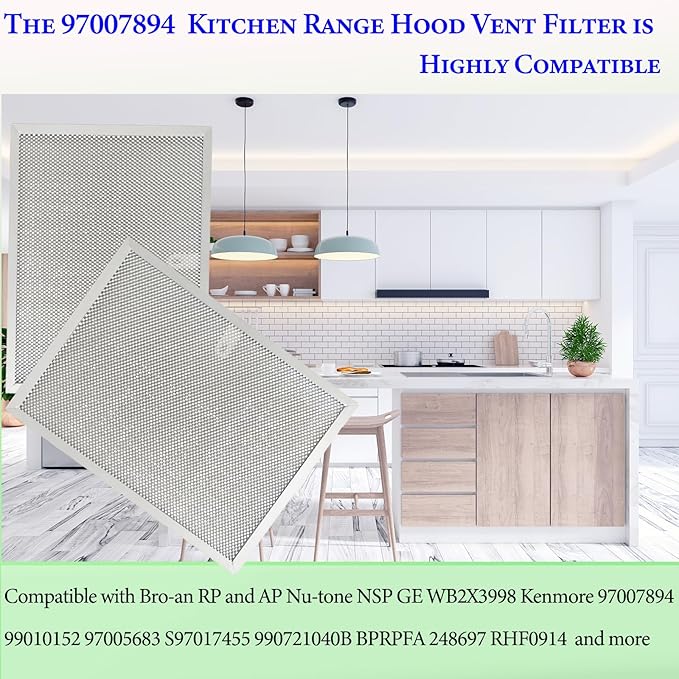 2-Pack upgraded Stove Hood Vent Filters 97007894 kitchen vent hood filter 9.9" x 11.7" Fit's Bro-an Range Hood Filter Replacement and Nutone Kitchen Exhaust Fan Filter Screen