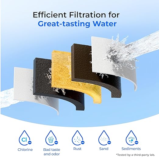 Waterdrop WFD-40L-L Water Filter Dispenser, 35-Cup Large Capacity, 200-Gallon Long-Life, Faster Filtration, Reduces Chlorine, PFOA/PFOS and More, BPA Free, Black