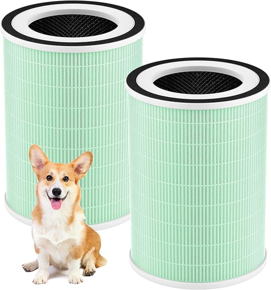 2 Pack KILO Pet Filter, Compatible with Afloia KILO, KILOPLUS, KILOPRO, MIRO,MIRO PRO and MORENTO MR-Kilo, Kalo Air Pur ifier, 360° 4-Stage Filtration, Green