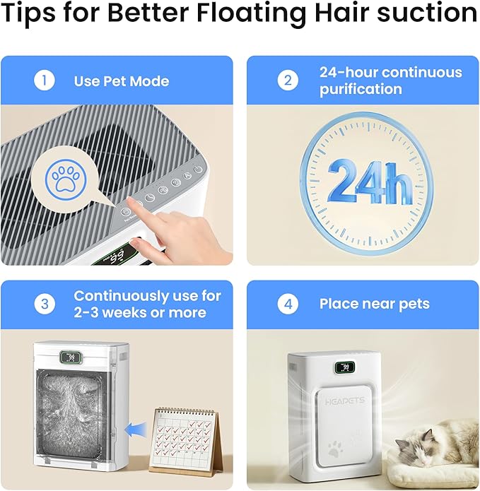 Pet Air Purifier for Home Large Room 2500 sq ft, H13 HEPA Washable Double-Sided Filter,Air Cleaner for Pet Hair Dander Odor Allergies Pollutant Smoke Dust,PM2.5 Air Quality Monitor,Auto Mode,P358 Grey